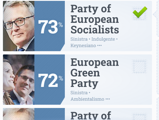 Ginny, il sito è italia.isidewith.com fallo anche te per capire per chi voteresti alle europee.