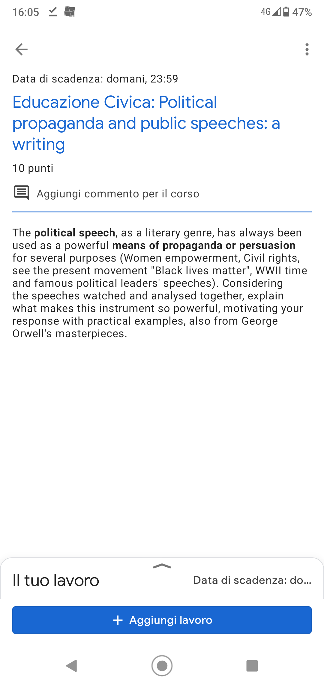 Avete per caso fatto un tema simile?