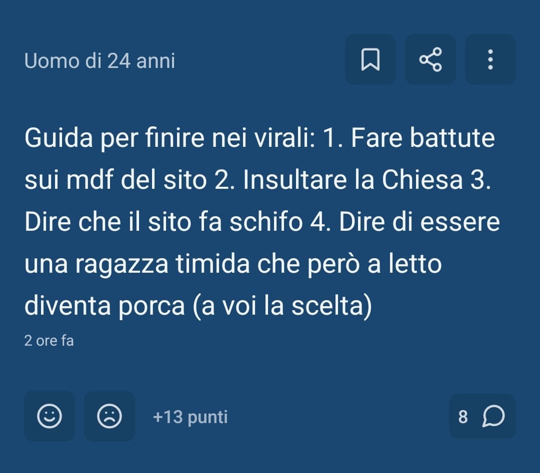 La cosa divertente/inter è che questo post è primo nei virali, ma nessuno dei primi dieci post virali rientra in una delle quattro categorie descritte