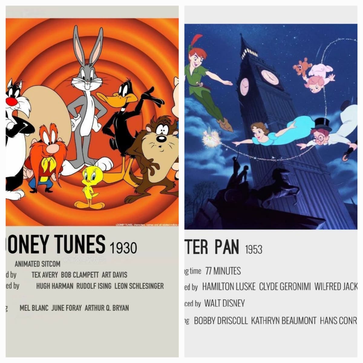 TORNEO CARTONI ANIMATI 15)  looney tunes or peter pan 