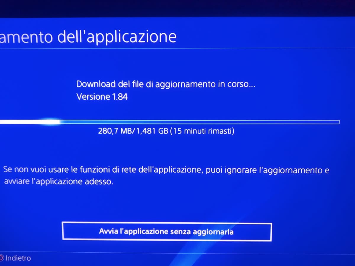 Per 1 GB di aggiornamento impiega 15 minuti 