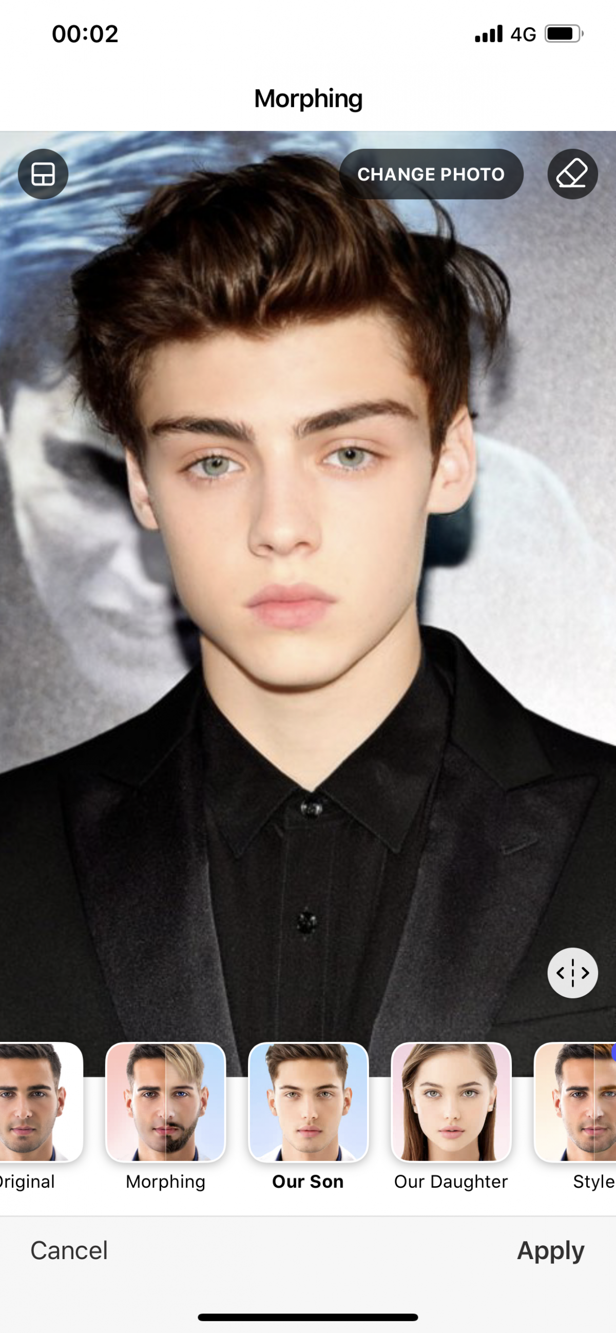 Questo è il figlio di una mia amica su faceapp