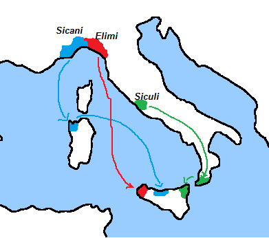 Probabile origine dei popoli della Sicilia.