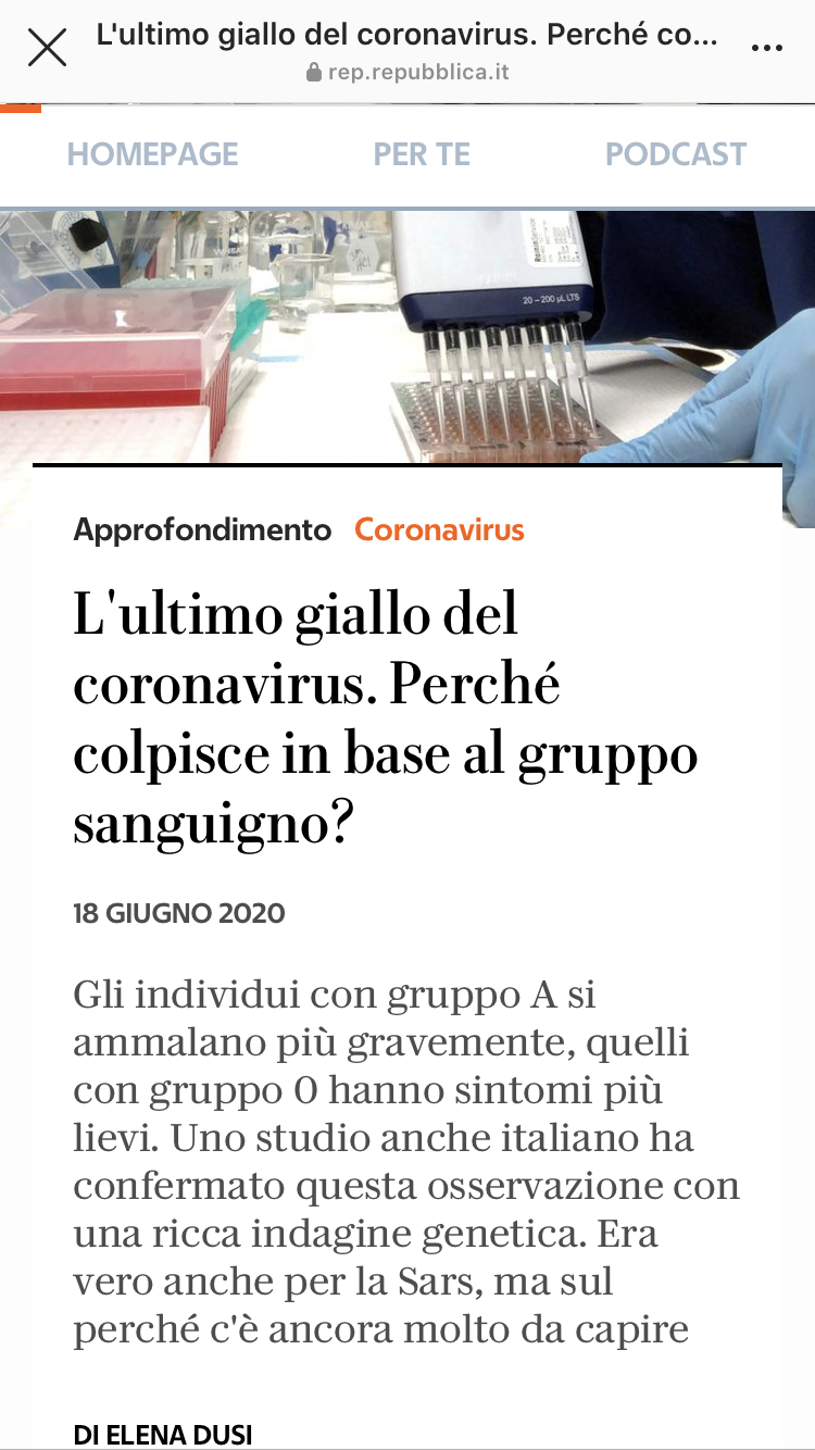 Finalmente una gioia ad avere 0 come gruppo sanguigno 