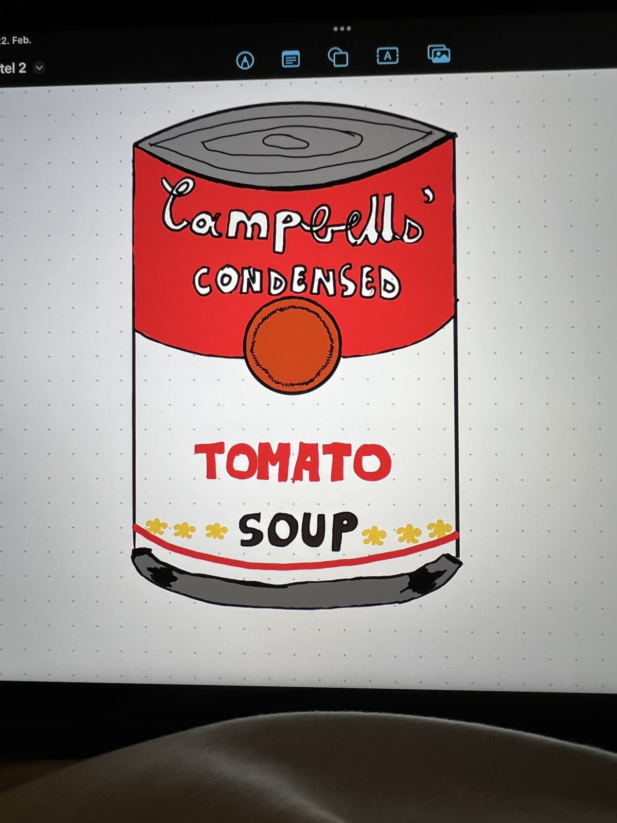 Mi stavo annoiando e ho disegnato la zuppa di pomodoro di Warhol, di solito Jon disegno e non so manco disegnare non so perché sta voglia lol