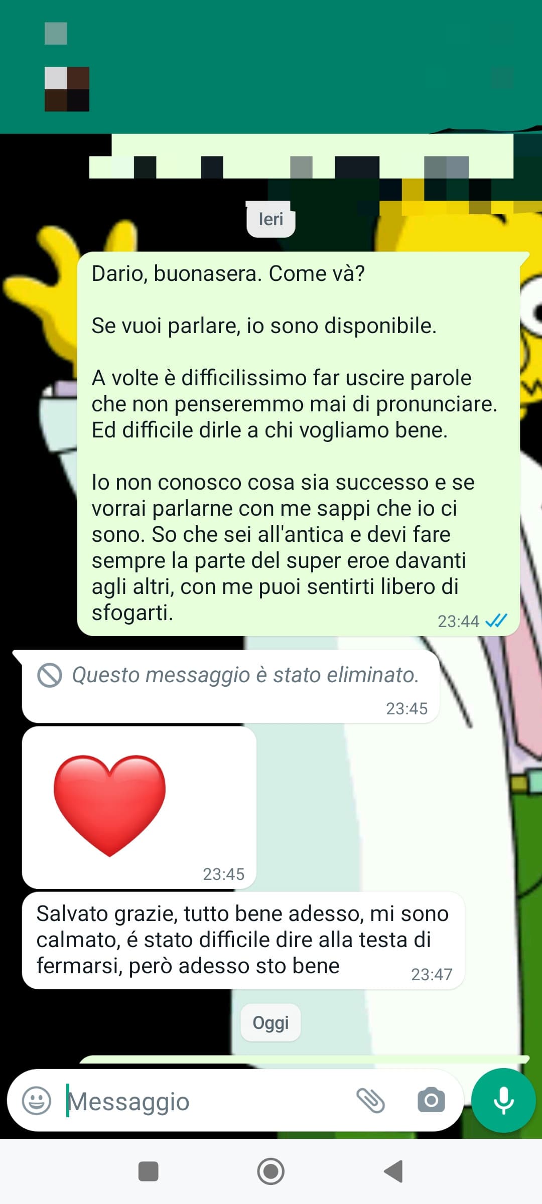 Oggi sto amico ha tentato il suicidio. Aiutatemi, cosa posso dirgli