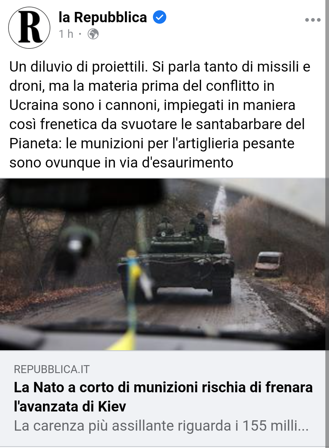 Paesi che pagano miliardi in armi ma in meno di un anno di guerra finiscono le munizioni, la prima e seconda guerra mondiale sono durate molto di più