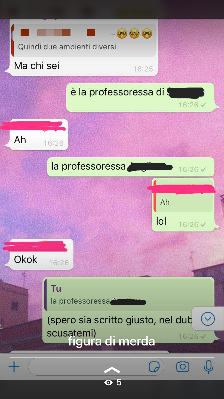 prima figura di merda in un gruppo con i professori, FATTA.