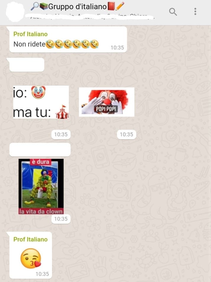 Chat tipiche con la mia professoressa