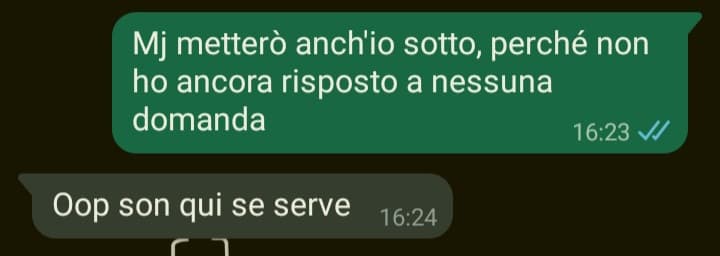 Prima volta che si dimostra disponibile a darmi una mano. È un aiuto relativo allo studio, quello che mi ha offerto, ma comunque è stato strano, generalmente sono io ad aiutare lei