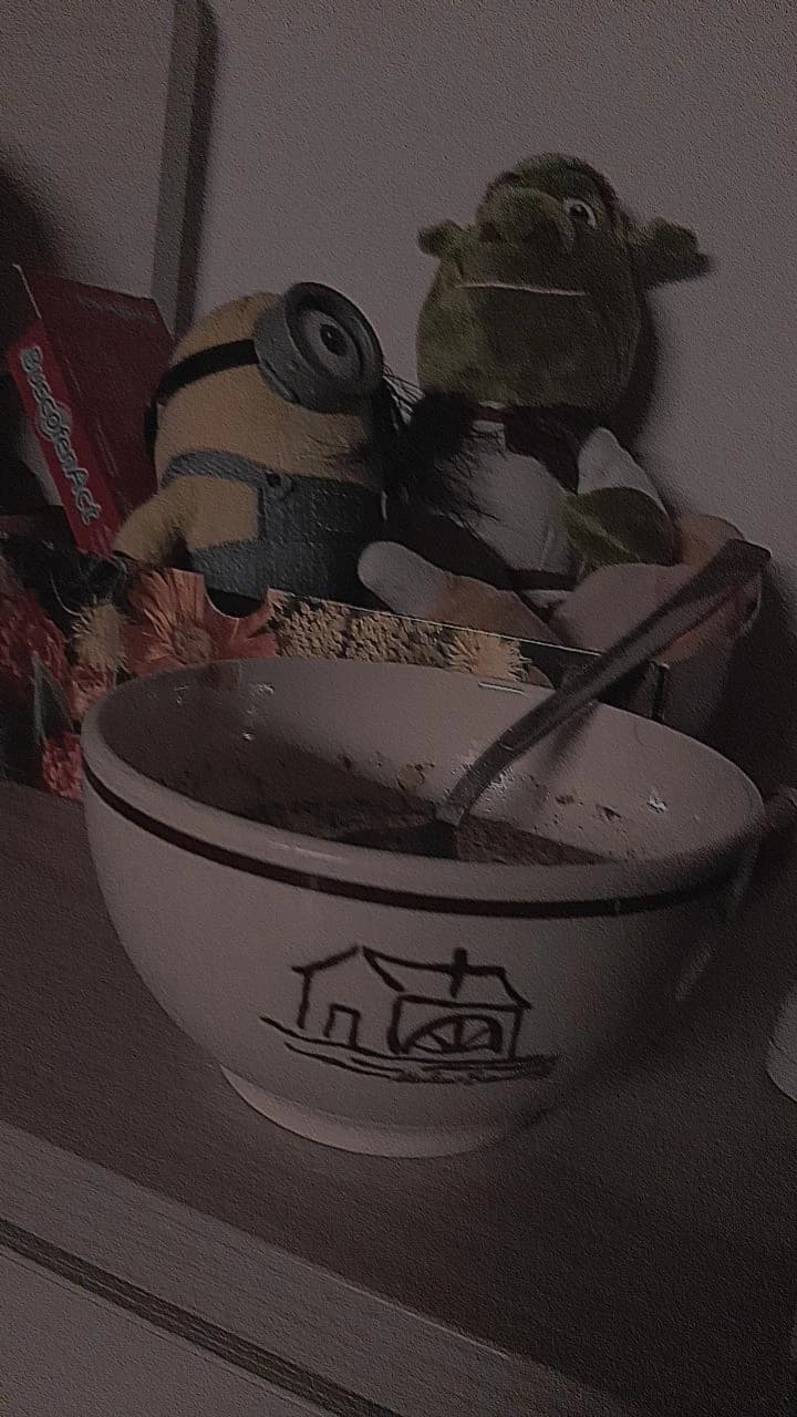 Adesso mi mangio il mio latte e cereali con la tazza del mulino bianco e assieme a shrek e al minions<3