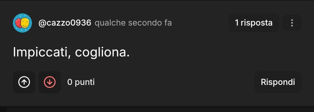 Faccio il mio ultimo post per ora, poi faccio il log out così fermerò tutti i miei impulsi.