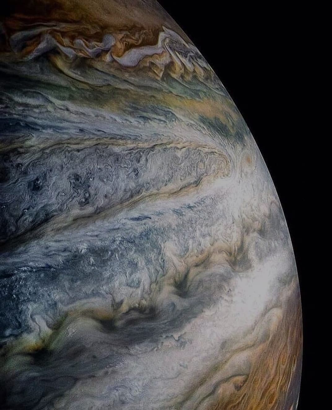 Primo piano delle tempeste su Giove