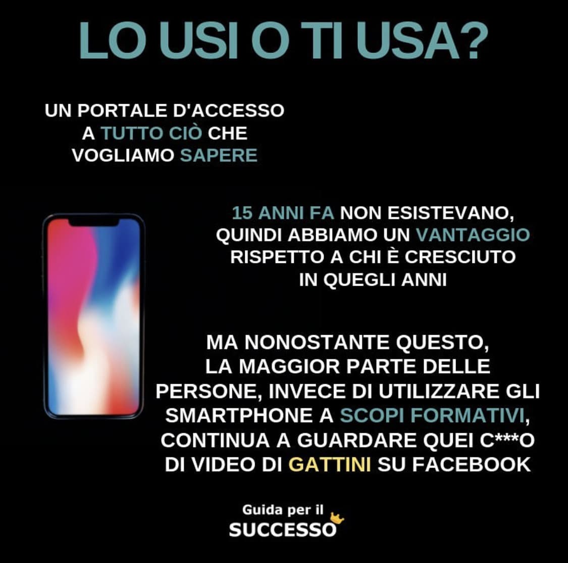 Vorrei mandarlo a tutti i miei zii perché si credono anche abbastanza intelligenti ma lo usano solo per rompere i coglioni alla gente. 