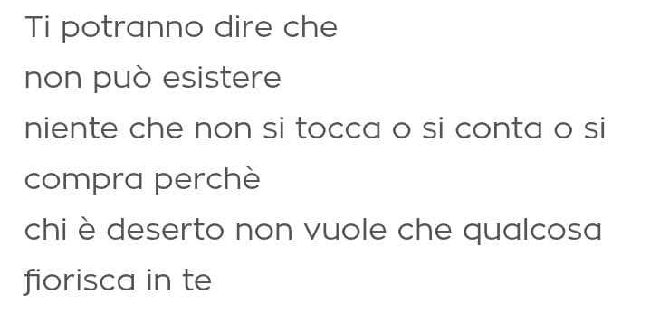 "Chi è deserto non vuole che qualcosa...