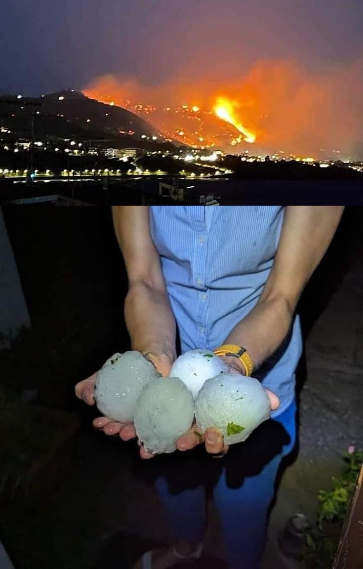 Al Sud il caldo torrido non lascia scampo. 42 gradi a Palermo nella NOTTE e le Madonie vanno a fuoco. 
Al nord un'altra violentissima grandinata senza precedenti causa gravi danni alle cose. Ormai tutto è fuori controllo