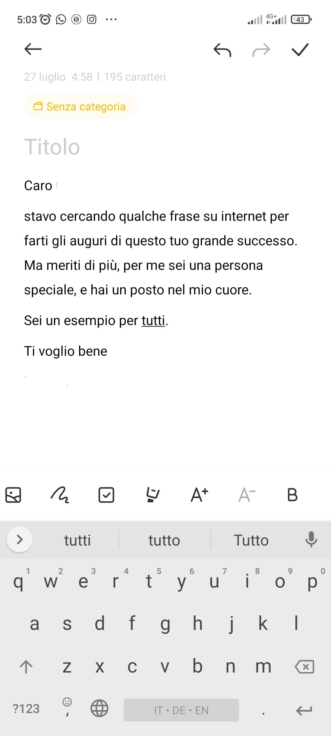 Sto scrivendo gli auguri di laurea per un mio amico, secondo voi va bene o posso aggiungere qualcosa?