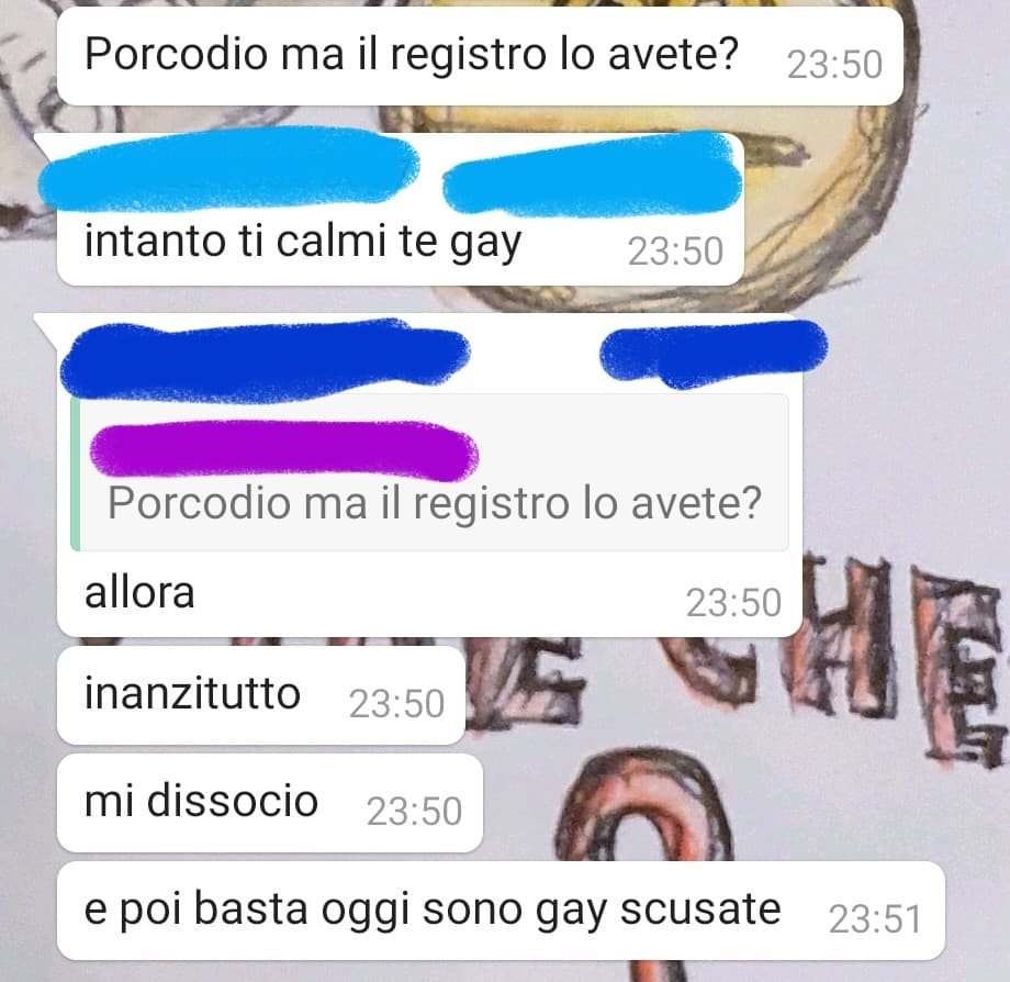 Wow che cosa bella ed intelligente usare gay come insulto, mi sto proprio sbellicando dalle risate.