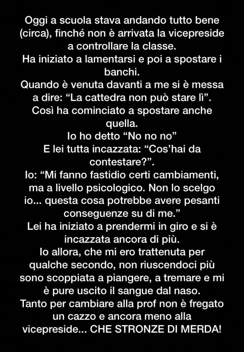 Sono stata davvero molto male... Ho pianto per un’ora e mezza. Non riuscivo neanche a respirare. Al solo pensiero mi vien da piangere di nuovo...