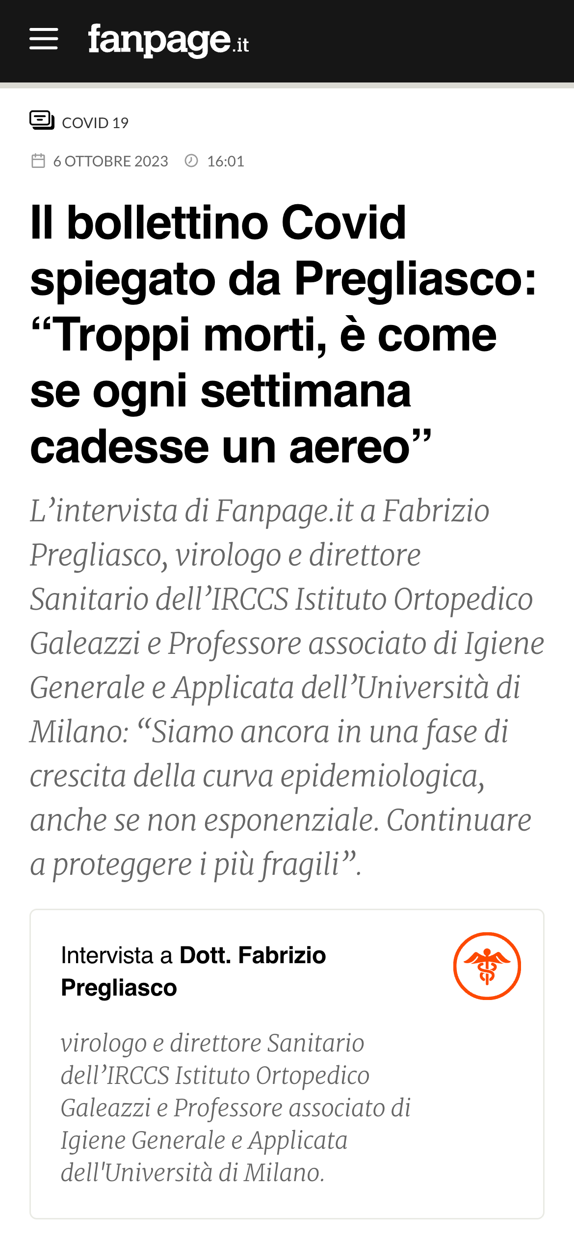 Pregliasco è rimasto ancora al covid lol