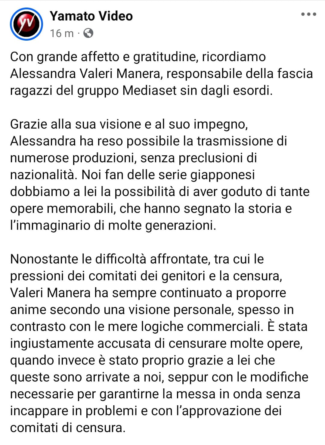 Ci ha lasciato una delle più grandi visionarie nella storia della televisione italiana