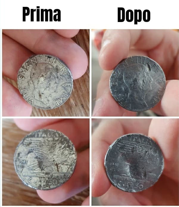 Ho provato a sistemare la moneta da 50 lire del 1941 che avevo trovato nell'astuccio