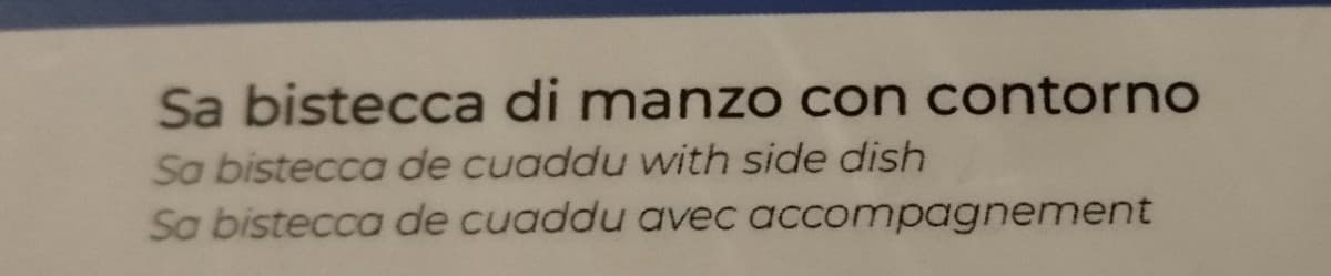 Ma che merda di menù è, cuaddu è cavallo, ma poi perché sardo mischiato all'inglese e al francese BRO COME SE LO SAPESSERO 