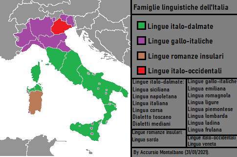 Famiglie linguistiche in Italia.