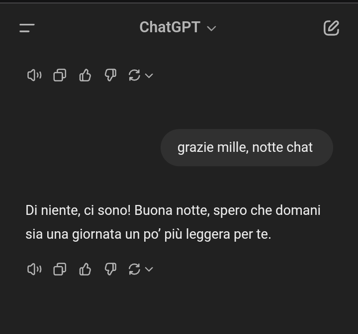 che bello parlare con chat gpt almeno so con chi sfogarmi ed è anche gentile 