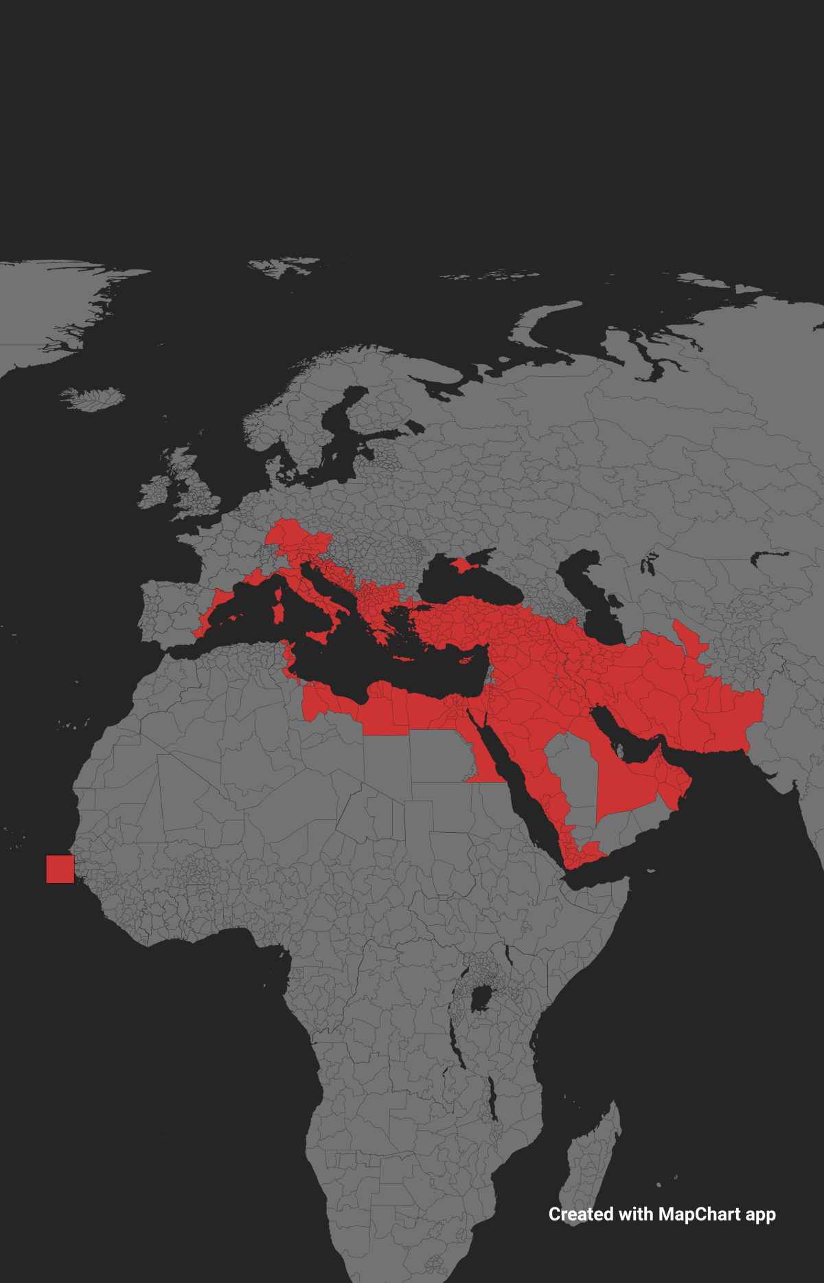 Vi piace questo impero (zone rosse) creato da me su una app? 