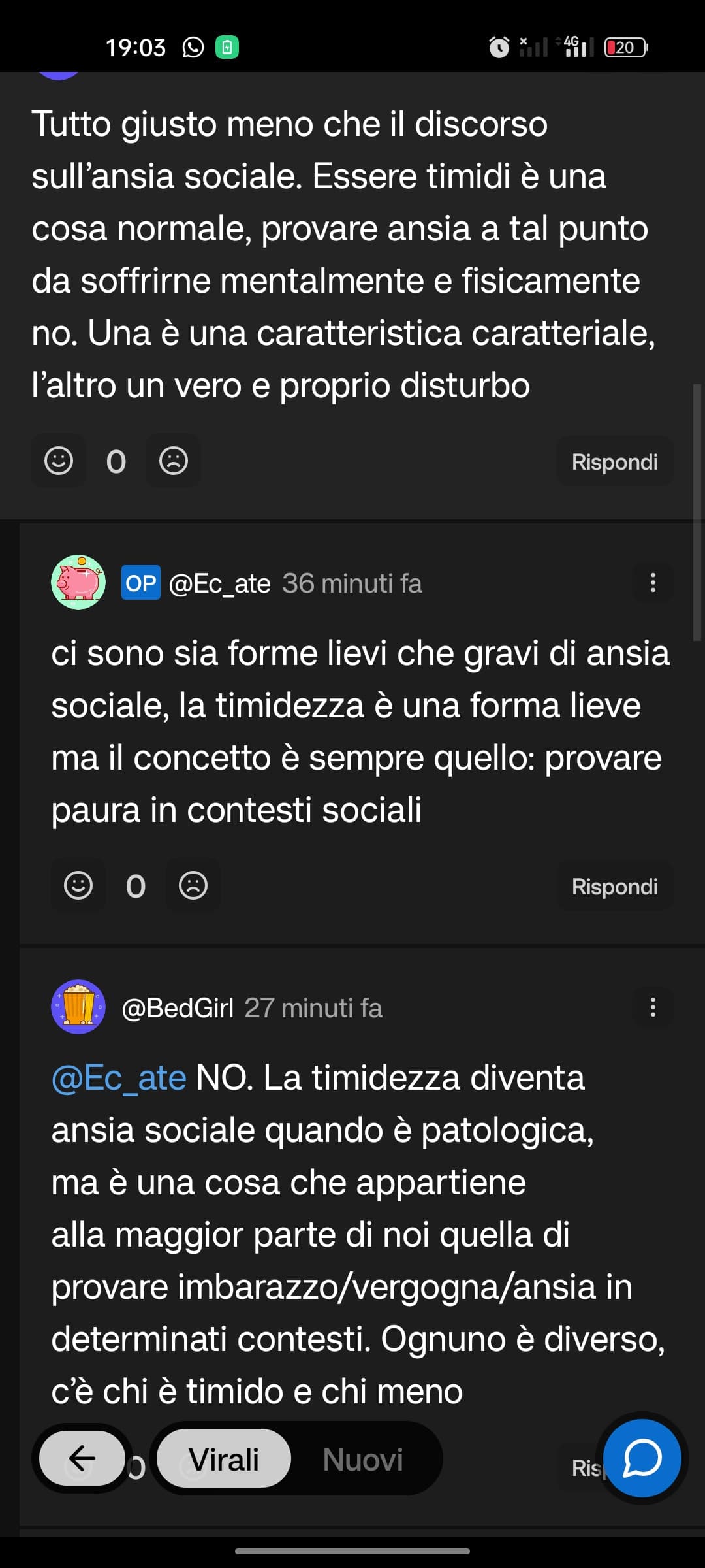 ecco la conversazione su l'ansia sociale per intero (così non ci sono farle credenze su quello che davvero ho detto)