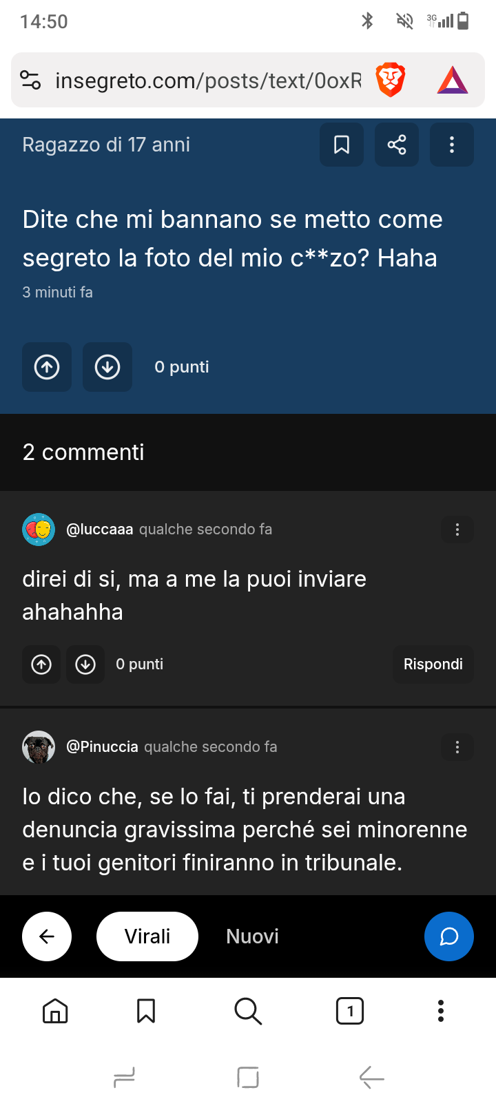 Io mi chiedo con che coraggio la gente incoraggia a compiere queste stronzate legalmente vietatissime in tutto il mondo. 