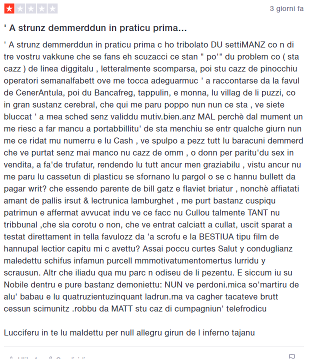 Quando il tuo titolo di studio è il certificato di nascita e sei pure del sud, ma vuoi comunque dire la tua su Trustpilot a proposito di Iliad....???