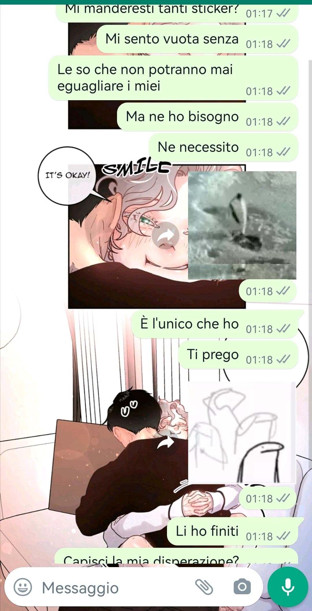 Problemi fondamentali della vita. Ho cambiato telefono e mi ha tolto la mia raccolta di sticker iniziata 4 anni fa. Oggi mi sentivo troppo vuota per continuare a far finta di niente. Era un pezzo della mia vita.