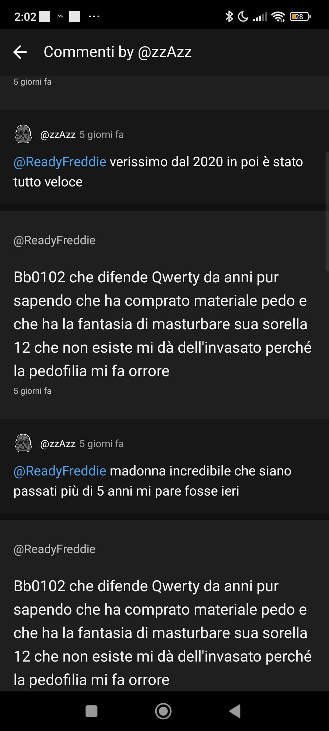Stavo guardando il profilo di uno