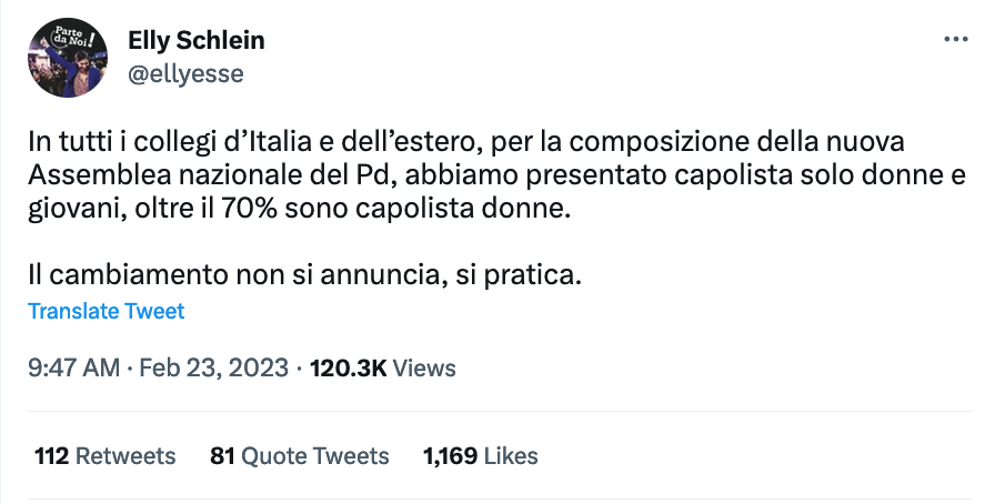 Menomale che abbiamo la Schlein per la parità 