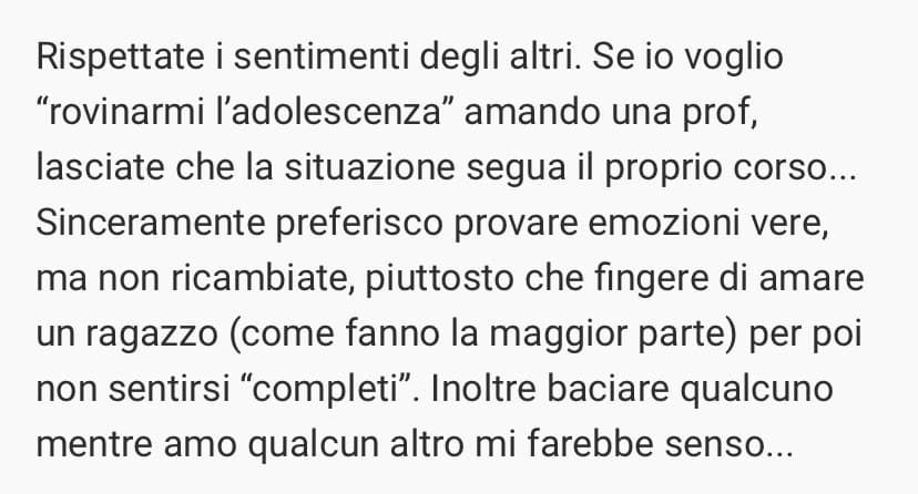 CI TENGO A FAR GIRARE LA MIA IDEA E AD ADATTARLA A TUTTE LE VOSTRE VITE: NON SIATE SUPERFICIALI! L’AMORE NON È SOLO SESSO O “DIRE CHE SI È FIDANZATI”. L’AMORE È UNO SCAMBIO SENTIMENTALE, EMOTIVO E CULTURALE: NON ROVINATE LA MAGIA DI UN SENTIMENTO BELLISSIM