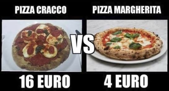 Ho trovato questa foto in giro per Instagram e secondo me la pizza di Cracco non merita quel valore. Alla fine ha un brutto aspetto e quella non è per niente una pizza. Esistono pizze migliori qua a Genova pure nordiche a costo più basso. Come credo anche 