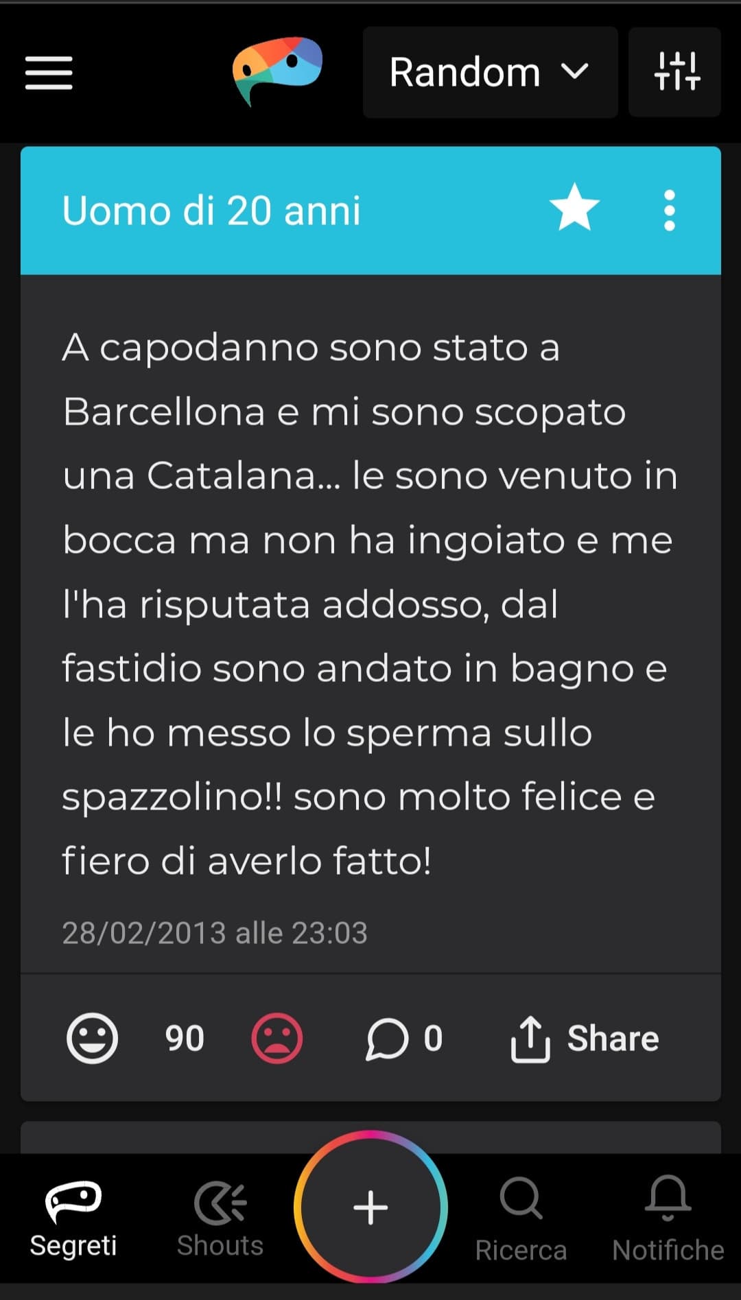 90 like, com'è possibile. Che schifo. Cosa pippavano nel 2013