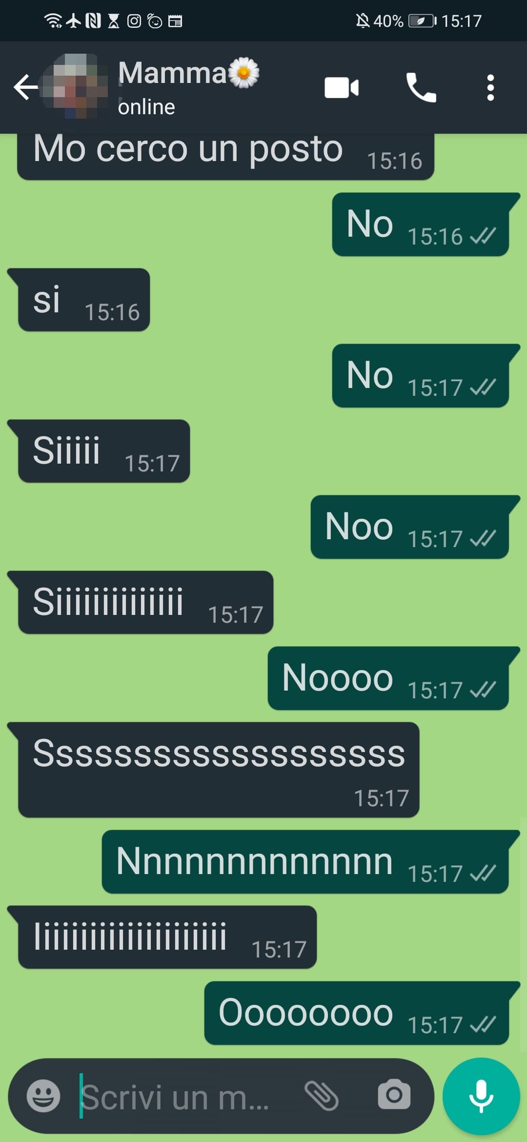 Una normalissima chat tra me e mia madre 