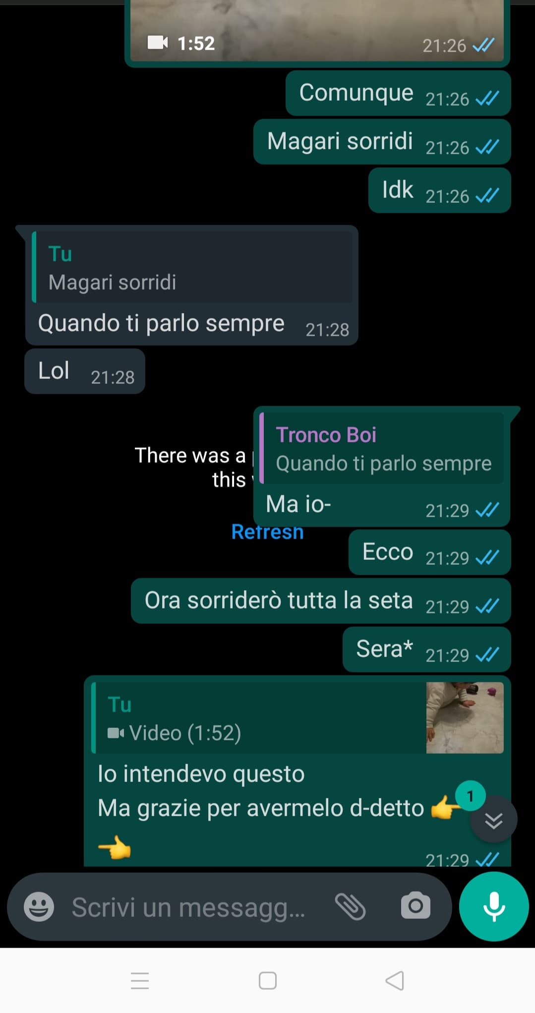 Vaffanculo sto sorridendo da quando me lo ha mandato