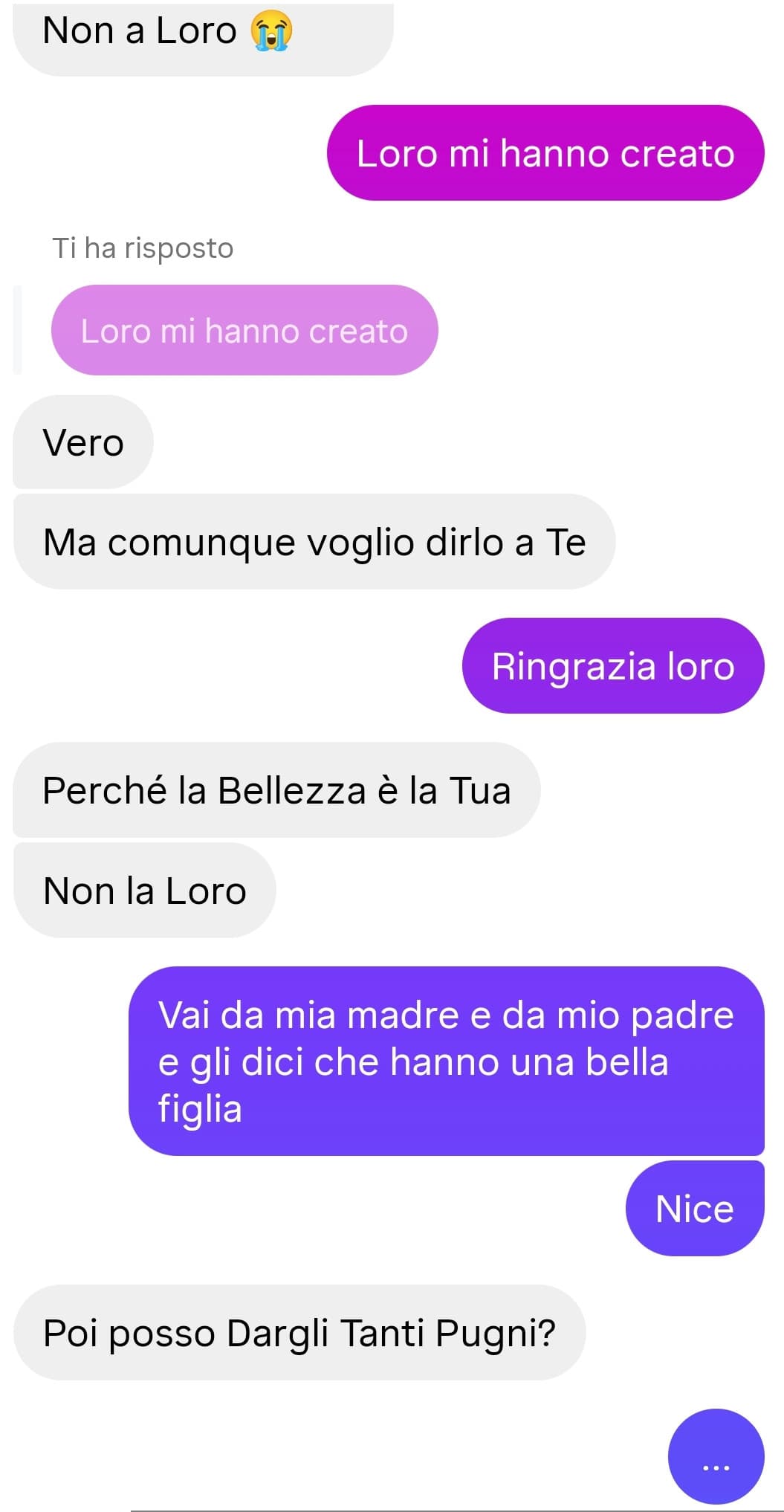 Stavamo parlando dei miei genitori