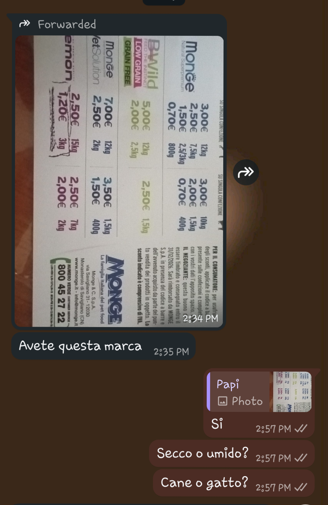 Le chat con mio padre da quando lavoro: