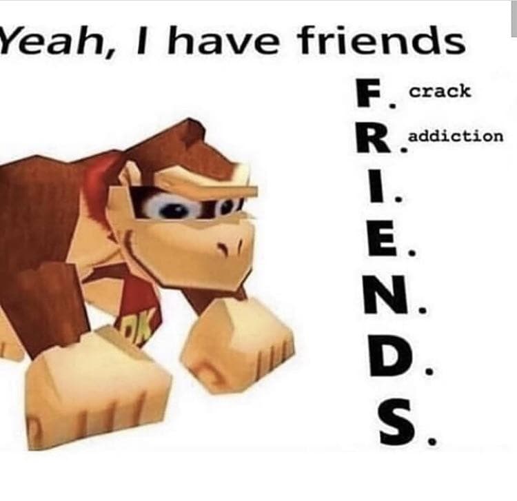 YEAH I HAVE FRIENDS I LIKE TO HAVE FRIENDS oh God i love crack 