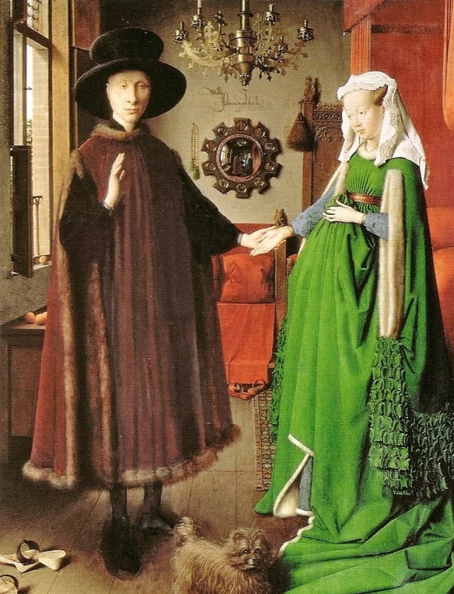 Il dettaglio delle arance, questo è il quadro "I coniugi arnolfini" dipinto nel 1300 da Van eyk o come si chiamava quel belga 