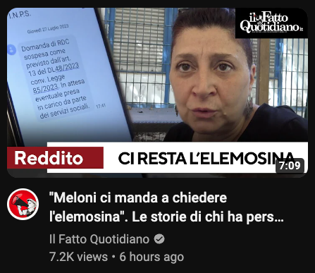 Bello come in tutti questi video, andare a lavorare non venga mai presa come possibilità, o c'è il reddito, o si ruba o si chiede l'elemosina. 