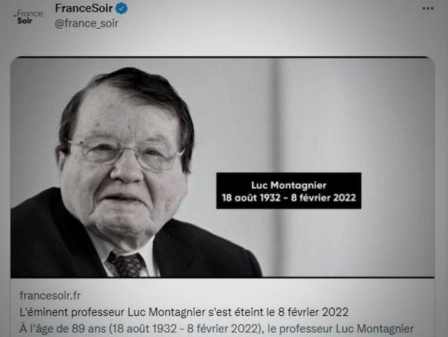 Devo ancora riprendermi dalla scomparsa di un uomo di scienza e genio coraggioso che era Luc Montagnier...