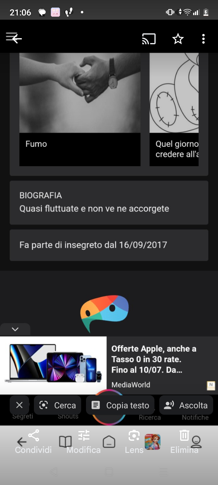 ho ritrovato questo screen che avevo fatto a 11 anni E ORA SONO CURIOSA DI SAPERE CHE UTENTE ERA ditemelo grz