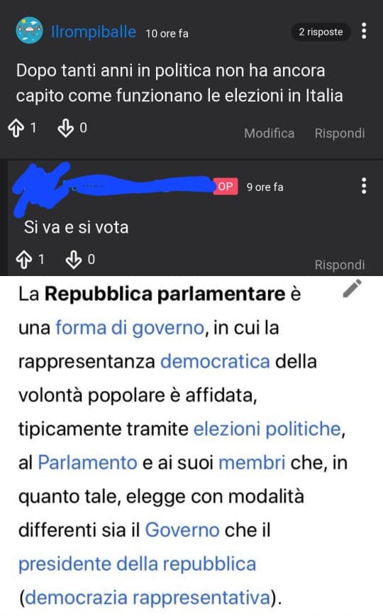 Ragazzi,  non vi obbliga nessuno a parlare di politica qui se poi non sapete nemmeno come funzionano le elezioni in Italia 