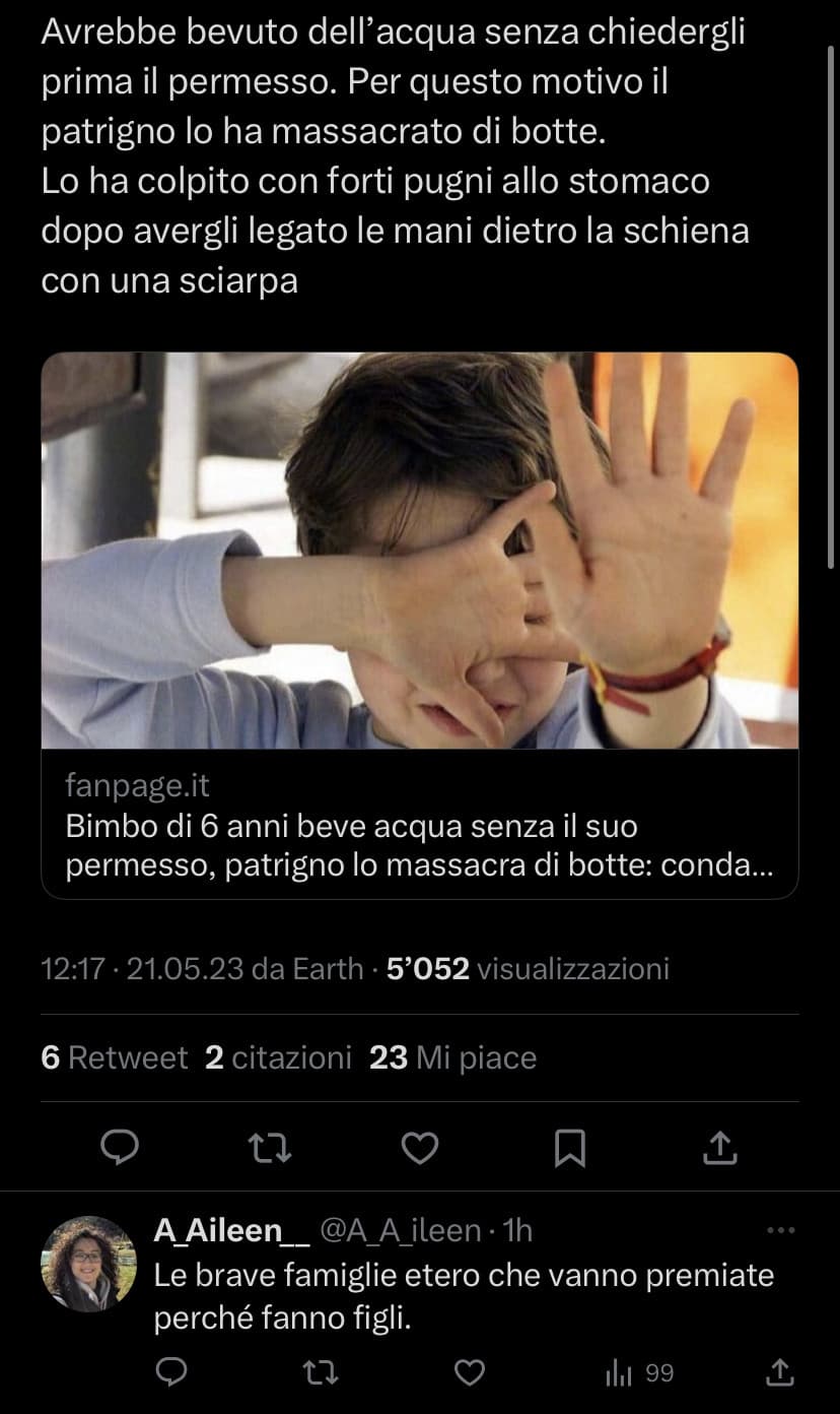 Le persone sono contro le famiglie arcobaleno perché secondo loro crescono male, intanto ci sono tante famiglie tradizionali violente che fanno crescere i figli con traumi.